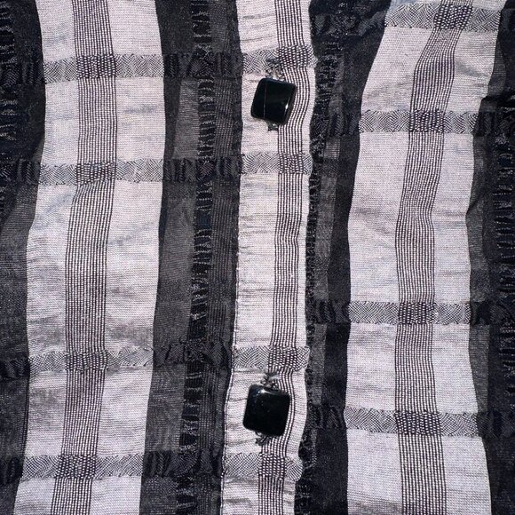 Womens Collar Shirt Black & White Stripes Button Up Long Sleeve W/Pockets SZ 8 - Picture 3 of 8